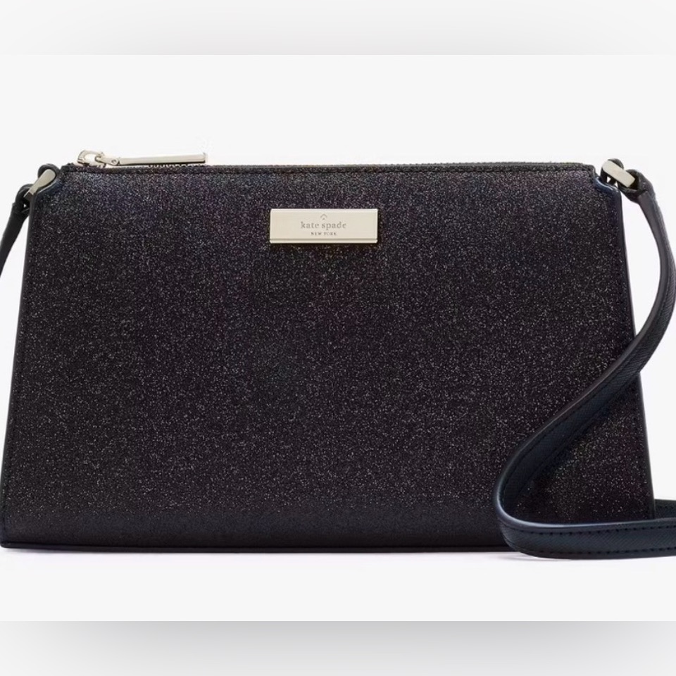 Kate Spade Black Kenzie Limited Edition Glitter Mini Crossbody $279 Retail
